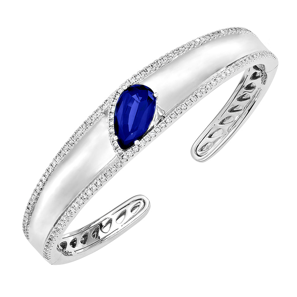 Chatham lab-grown blue sapphire cuff, style CB1246WBS