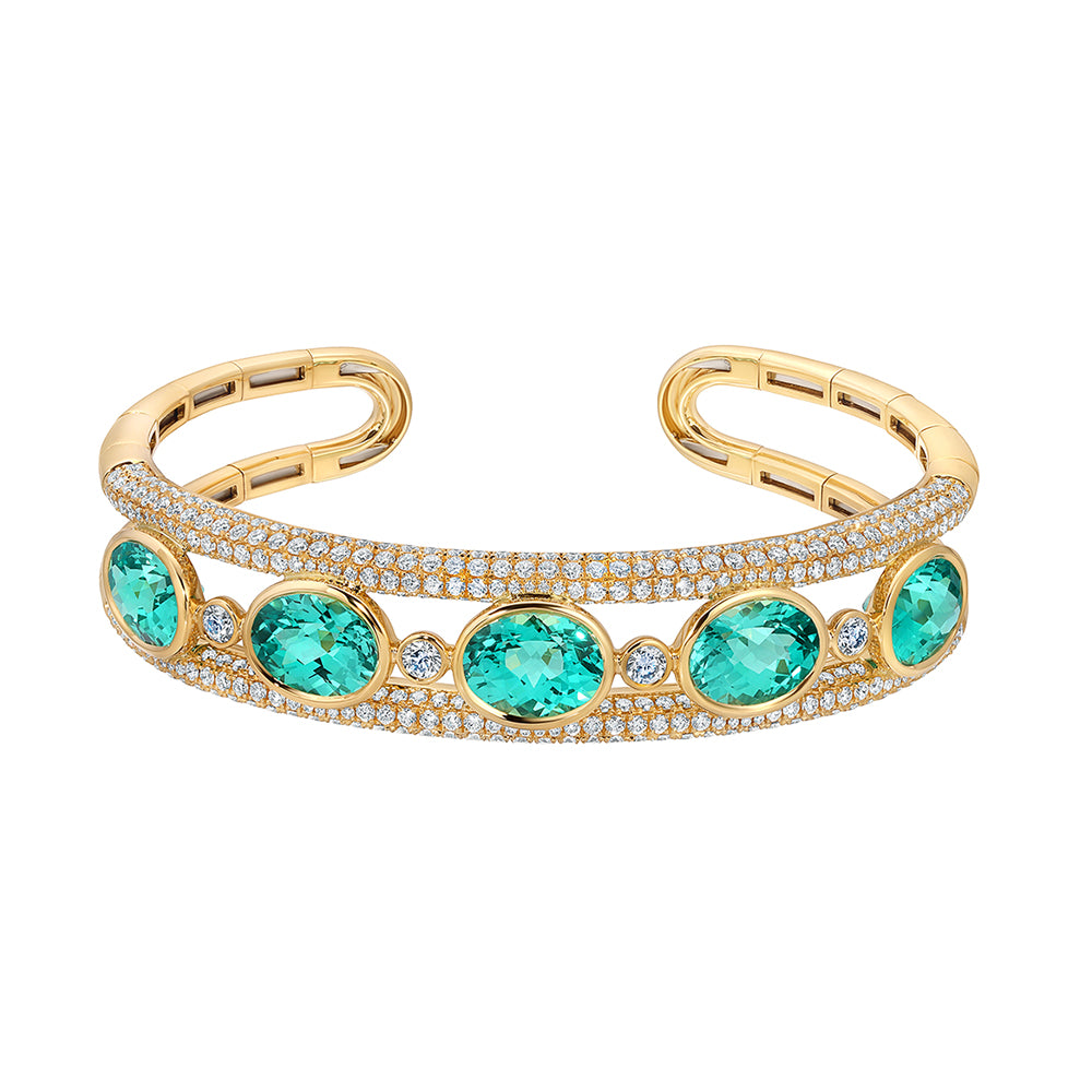 Chatham lab-grown chrysoberyl cuff, style CB1292YCH