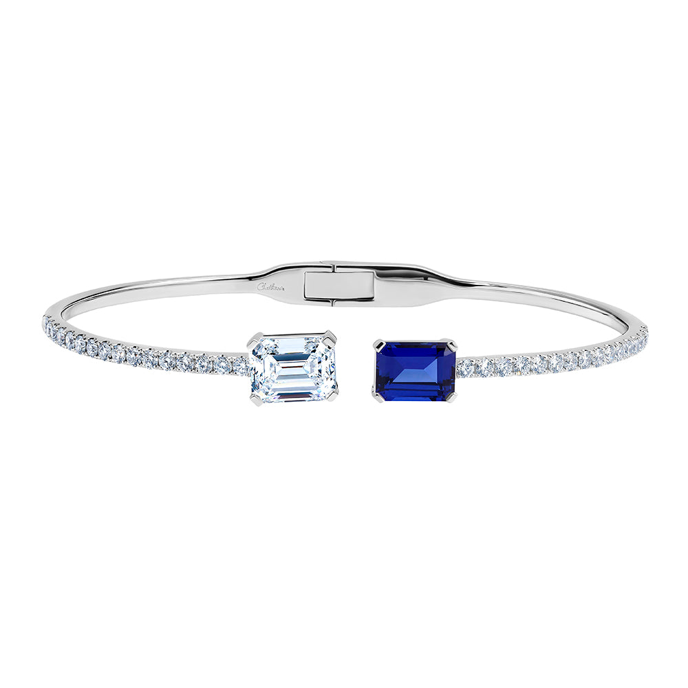 Chatham lab-grown blue sapphire cuff, style CB1298WBS