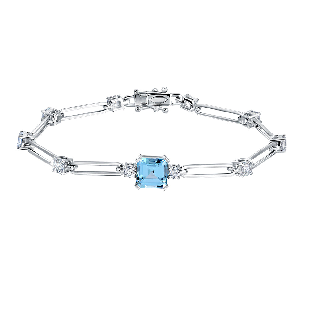 Chatham lab-grown aqua blue spinel bracelet, style CB1303WAQ