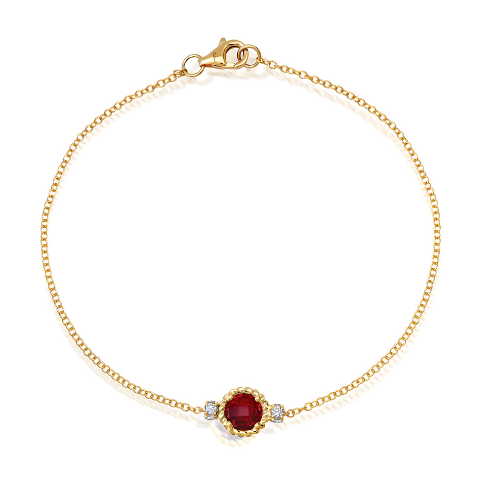 Chatham lab-grown ruby bracelet in 14k yellow gold, style CB1321YRU