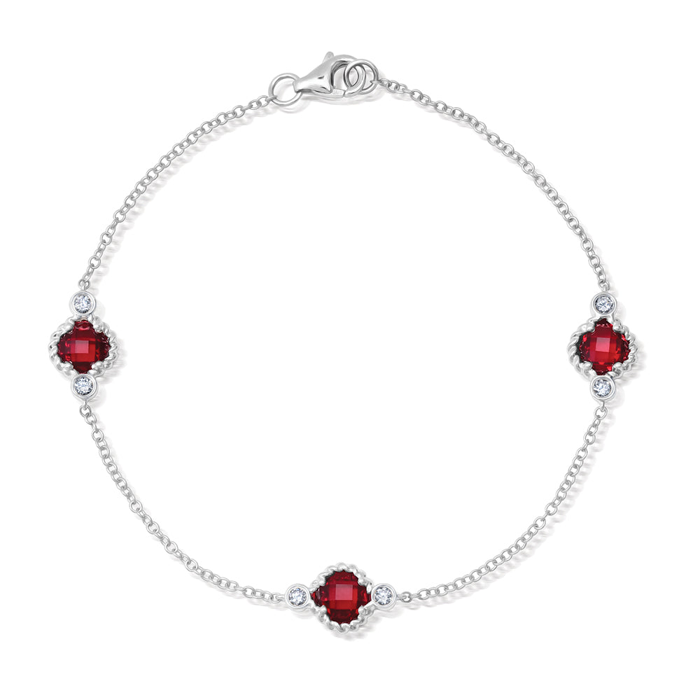 Chatham lab-grown ruby bracelet in 14k white gold, style CB1322WRU