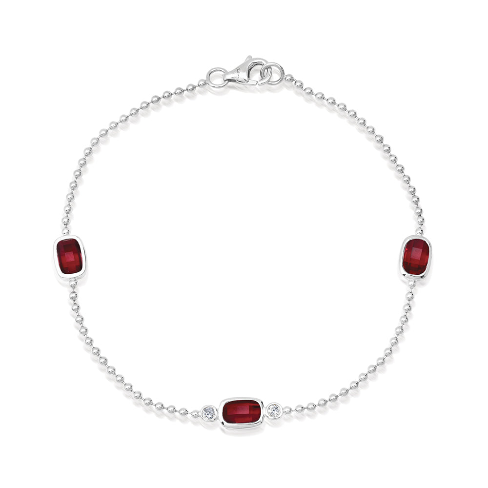 Chatham lab-grown ruby bracelet in 14k white gold, style CB1323WRU