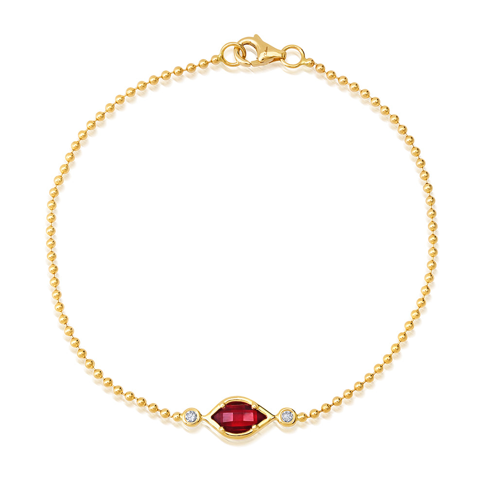 Chatham lab-grown ruby bracelet in 14k yellow gold, style CB1324YRU