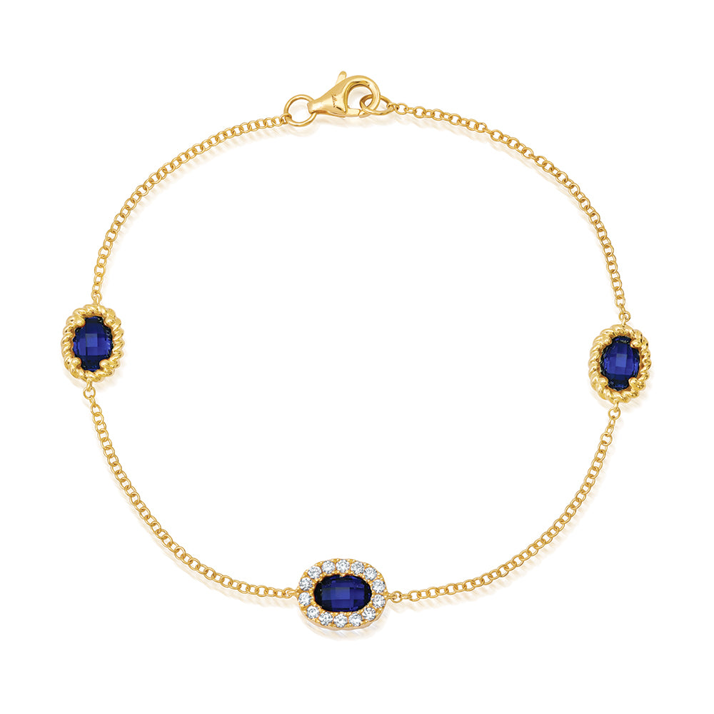 Chatham lab-grown blue sapphire bracelet, style CB1325YBS