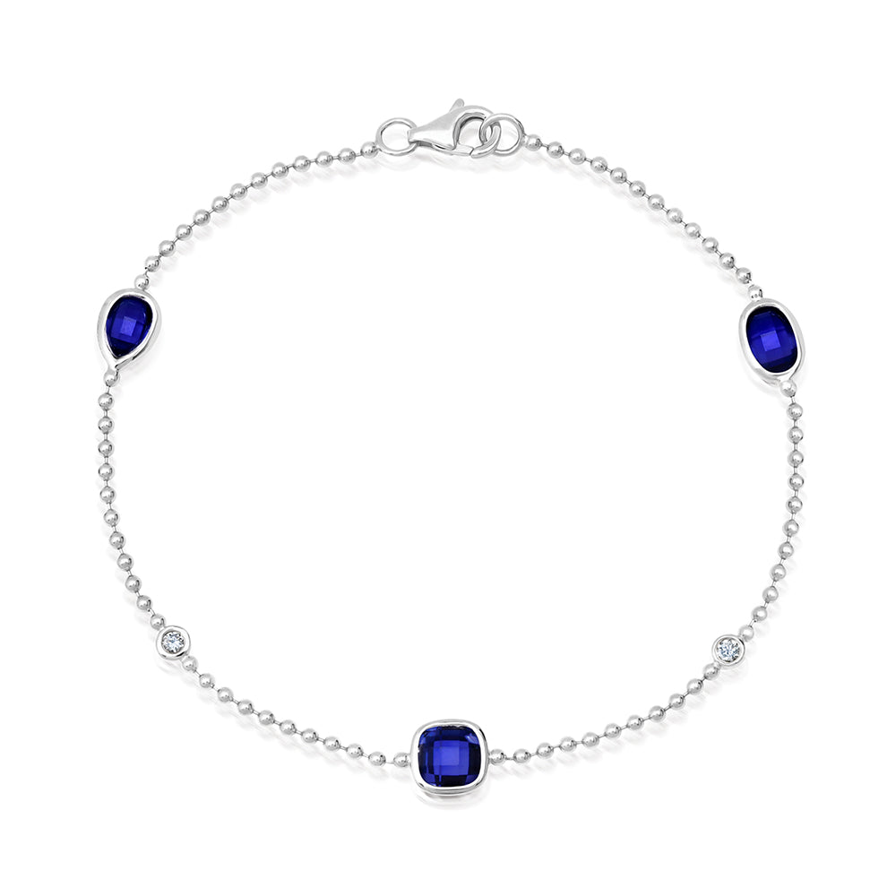 Chatham lab-grown blue sapphire bracelet, style CB1326WBS