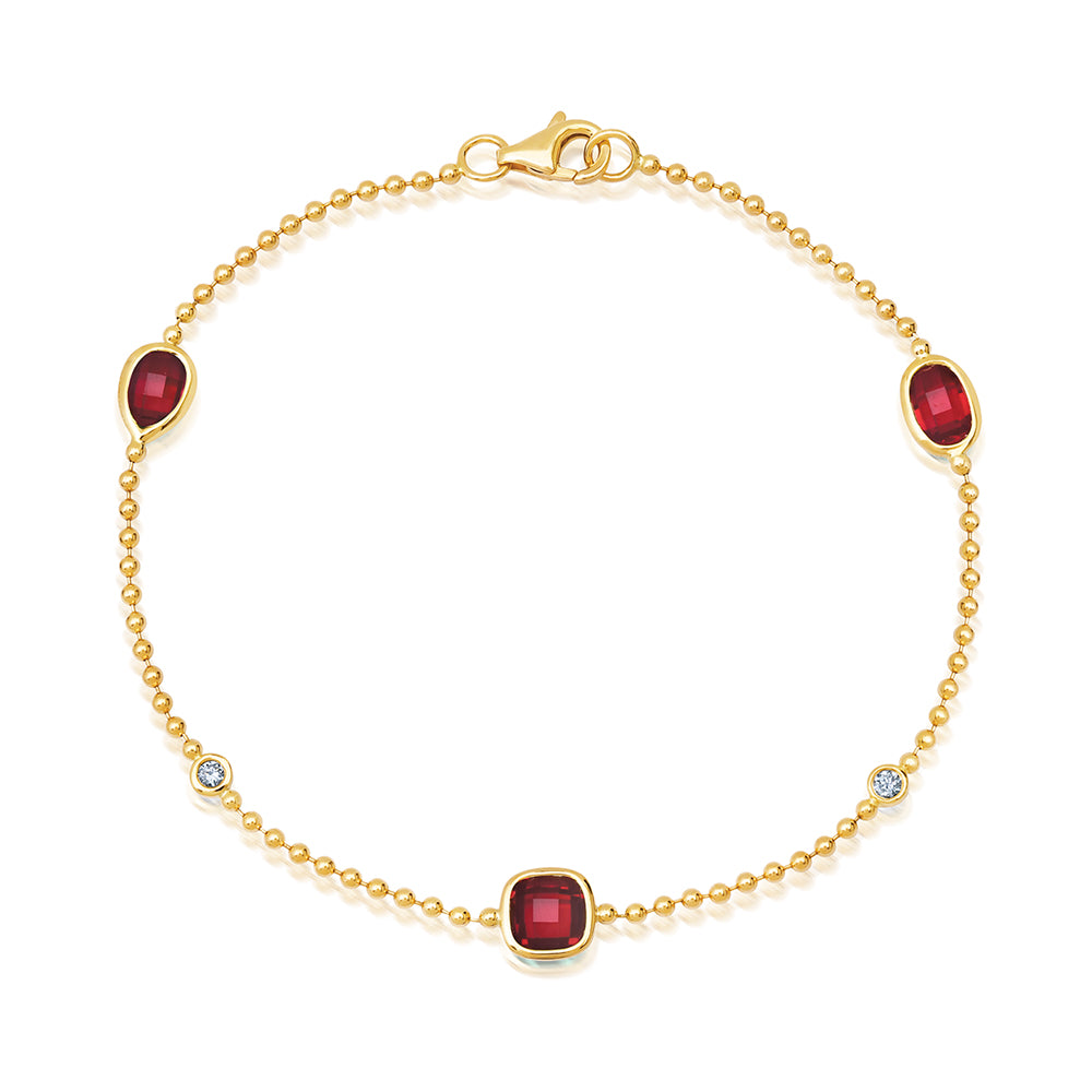 Chatham lab-grown ruby bracelet in 14k yellow gold, style CB1326YRU
