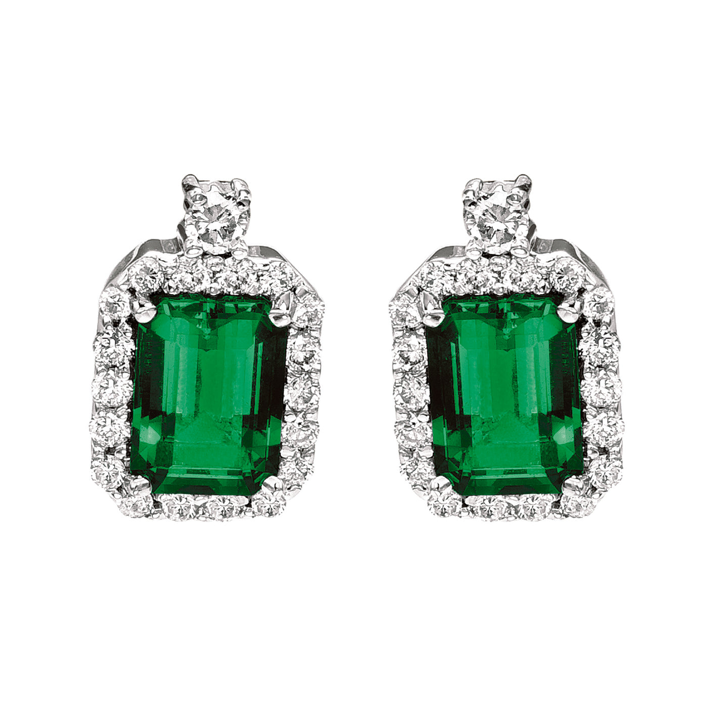 Chatham lab-grown emerald earrings, style CE2267WEM