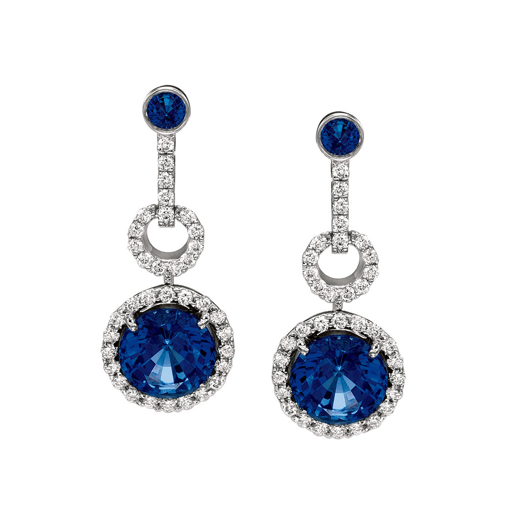 Chatham lab-grown blue sapphire earrings, style CE2275WBS