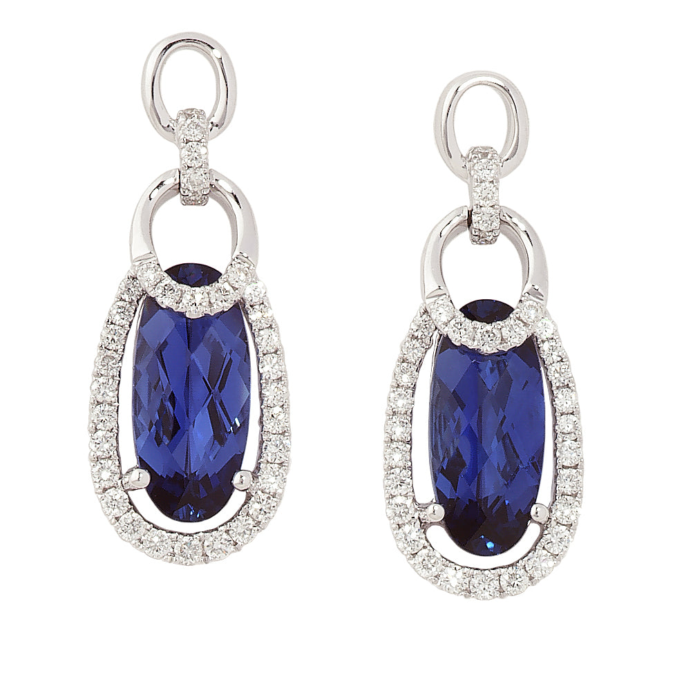 Chatham lab-grown blue sapphire earrings, style CE3085WBS