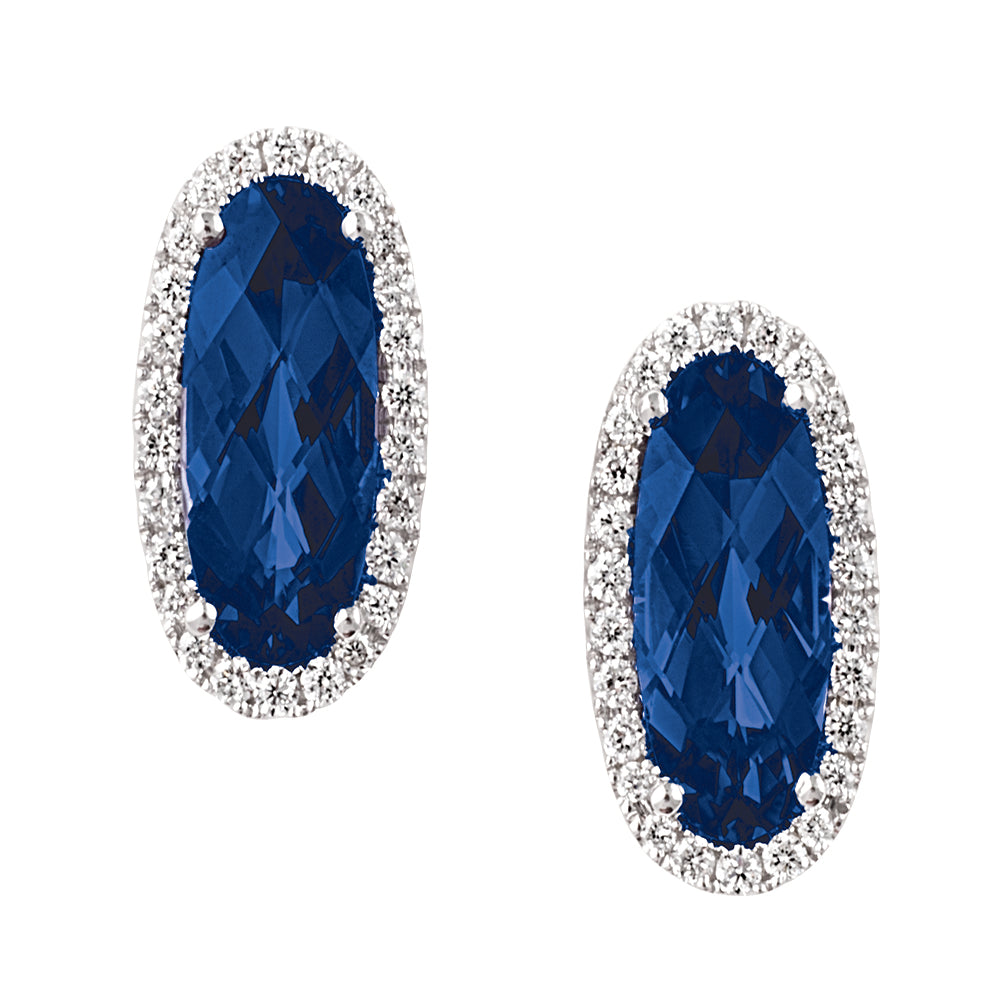 Chatham lab-grown blue sapphire earrings, style CE3828WBS
