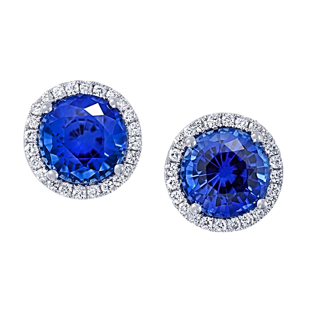 Chatham lab-grown blue sapphire earrings, style CE3829WBS