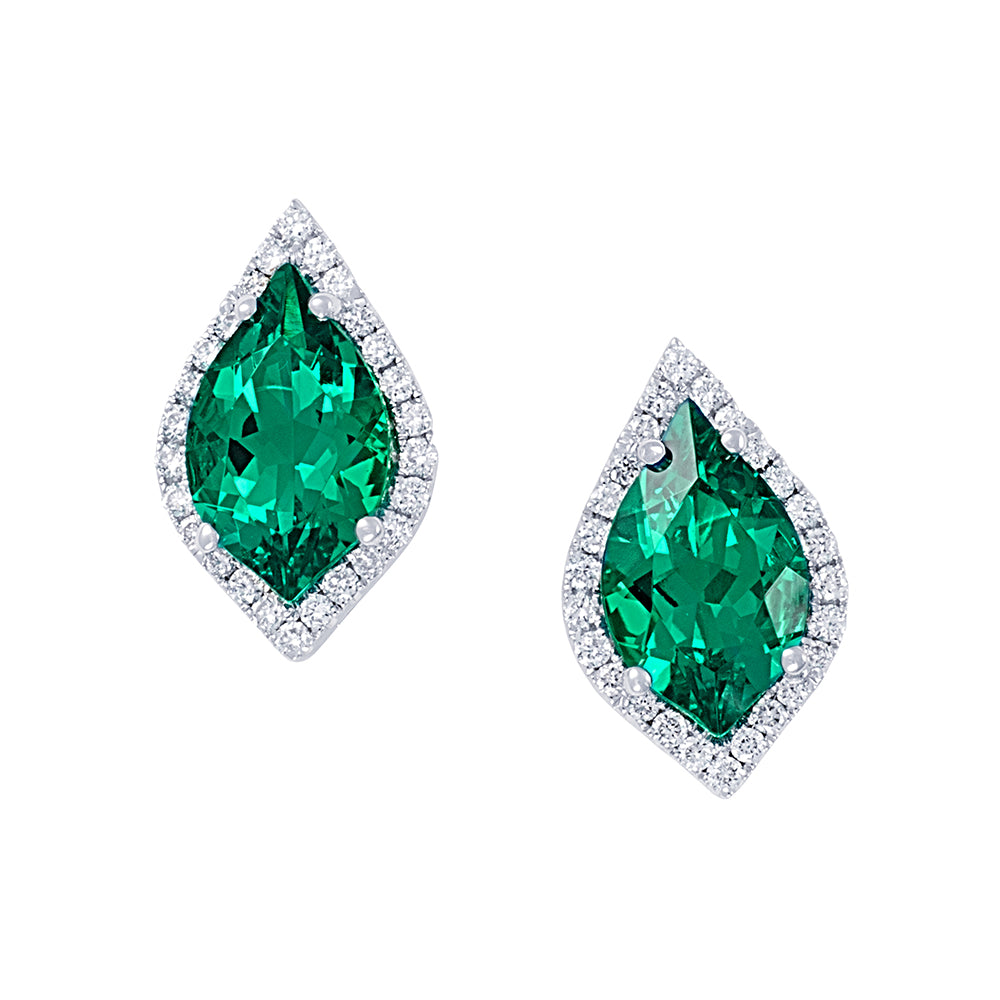 Chatham lab-grown emerald earrings, style CE3831WEM