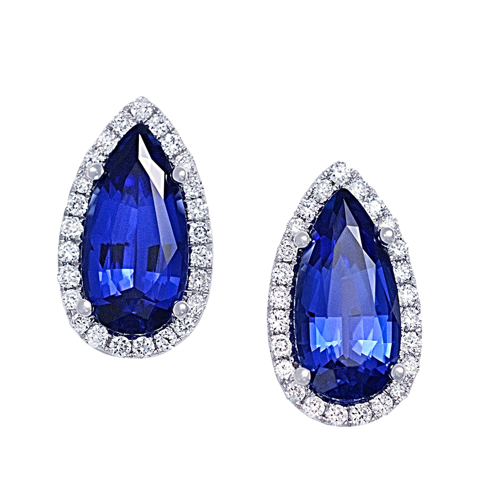 Chatham lab-grown blue sapphire earrings, style CE3832WBS