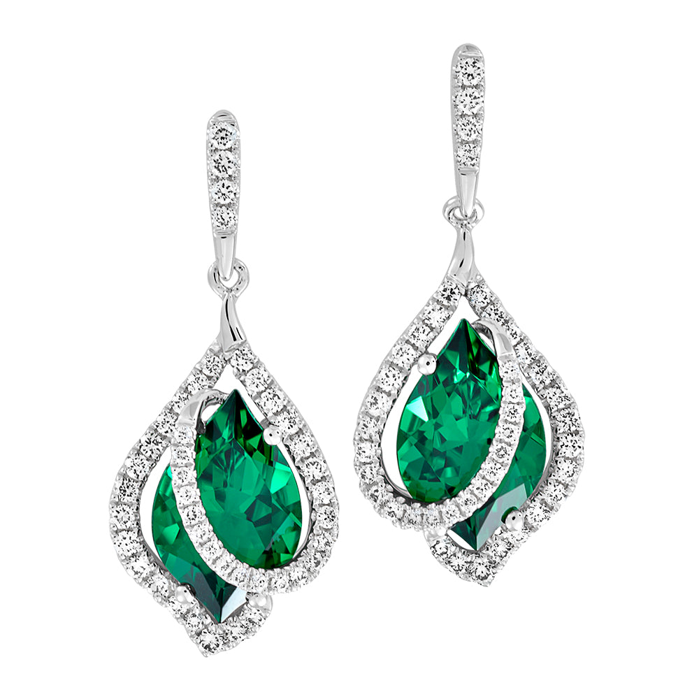 Chatham lab-grown emerald earrings, style CE4136WEM