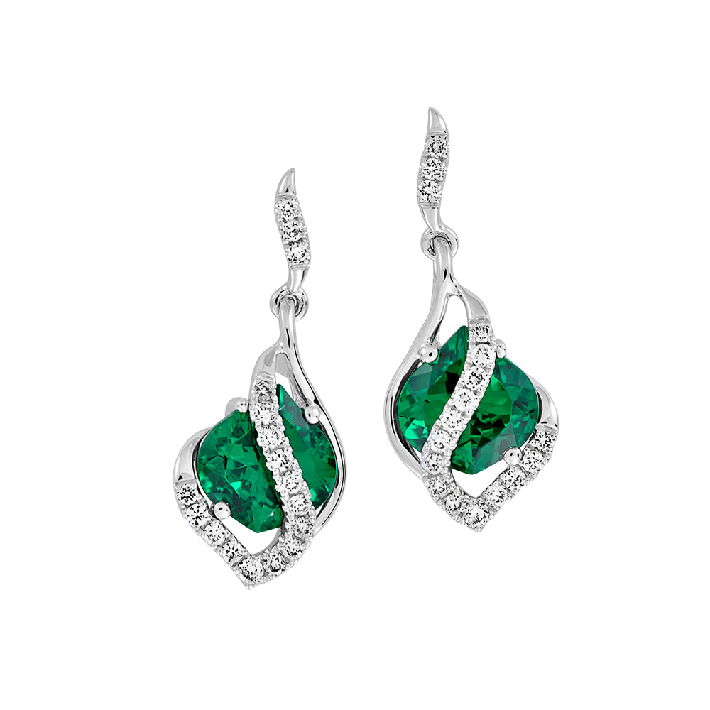 Chatham lab-grown emerald earrings, style CE4147WEM