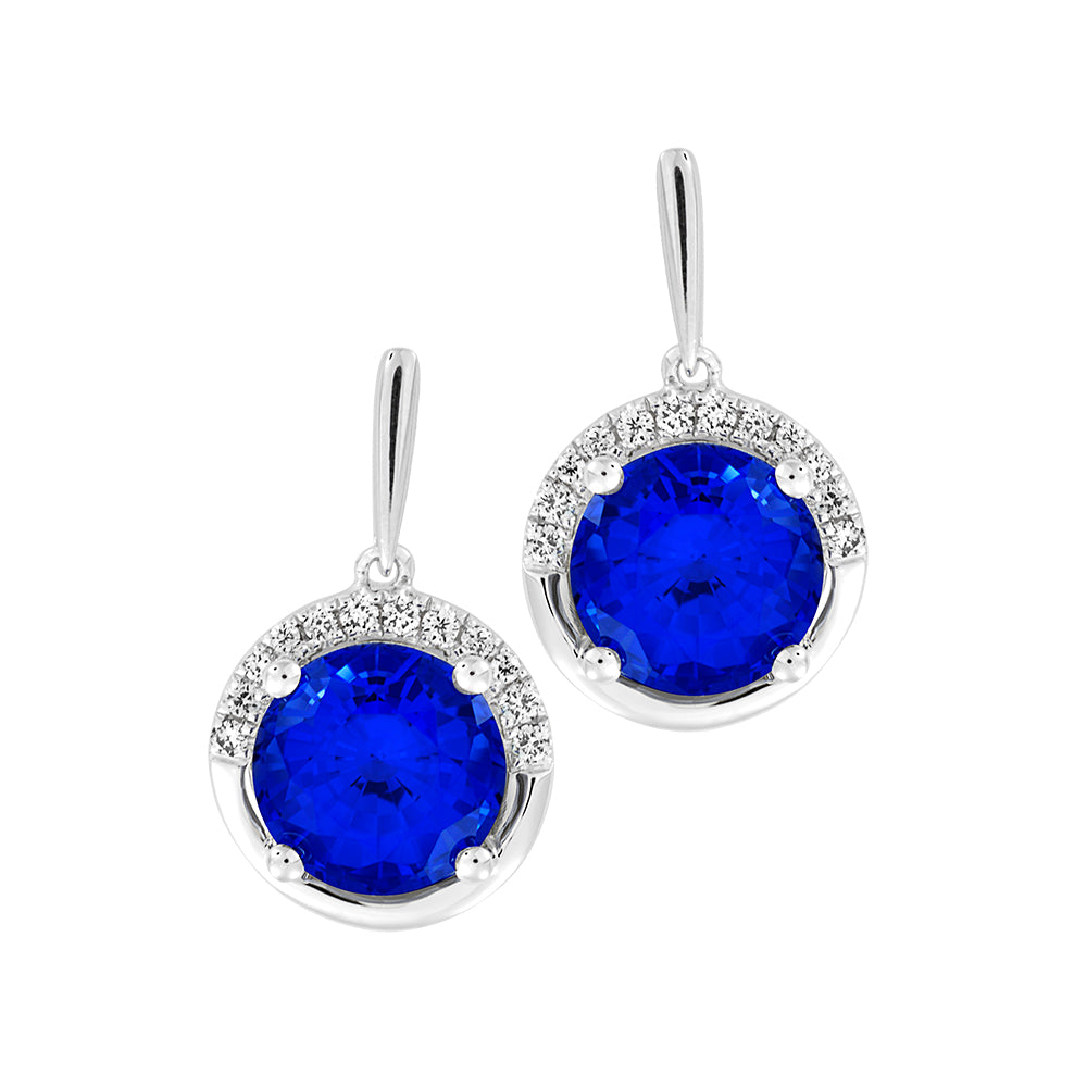 Chatham lab-grown blue sapphire earrings, style CE4242WBS