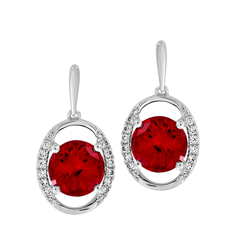 Chatham lab-grown ruby earrings in 14k white gold