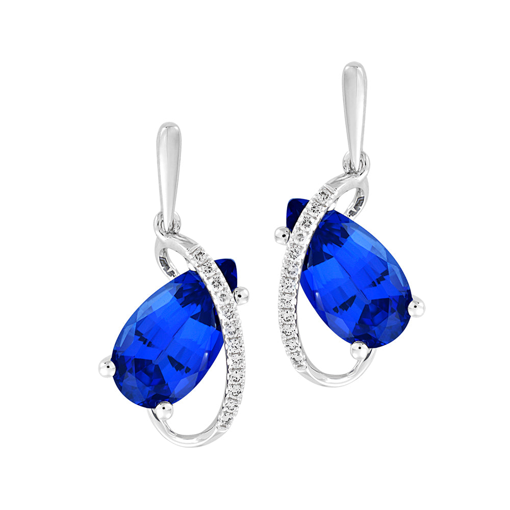 Chatham lab-grown blue sapphire earrings, style CE4288WBS