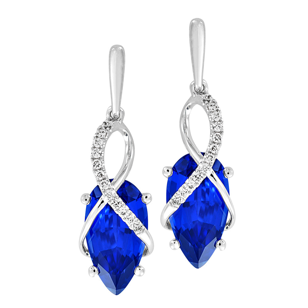 Chatham lab-grown blue sapphire earrings, style CE4289WBS