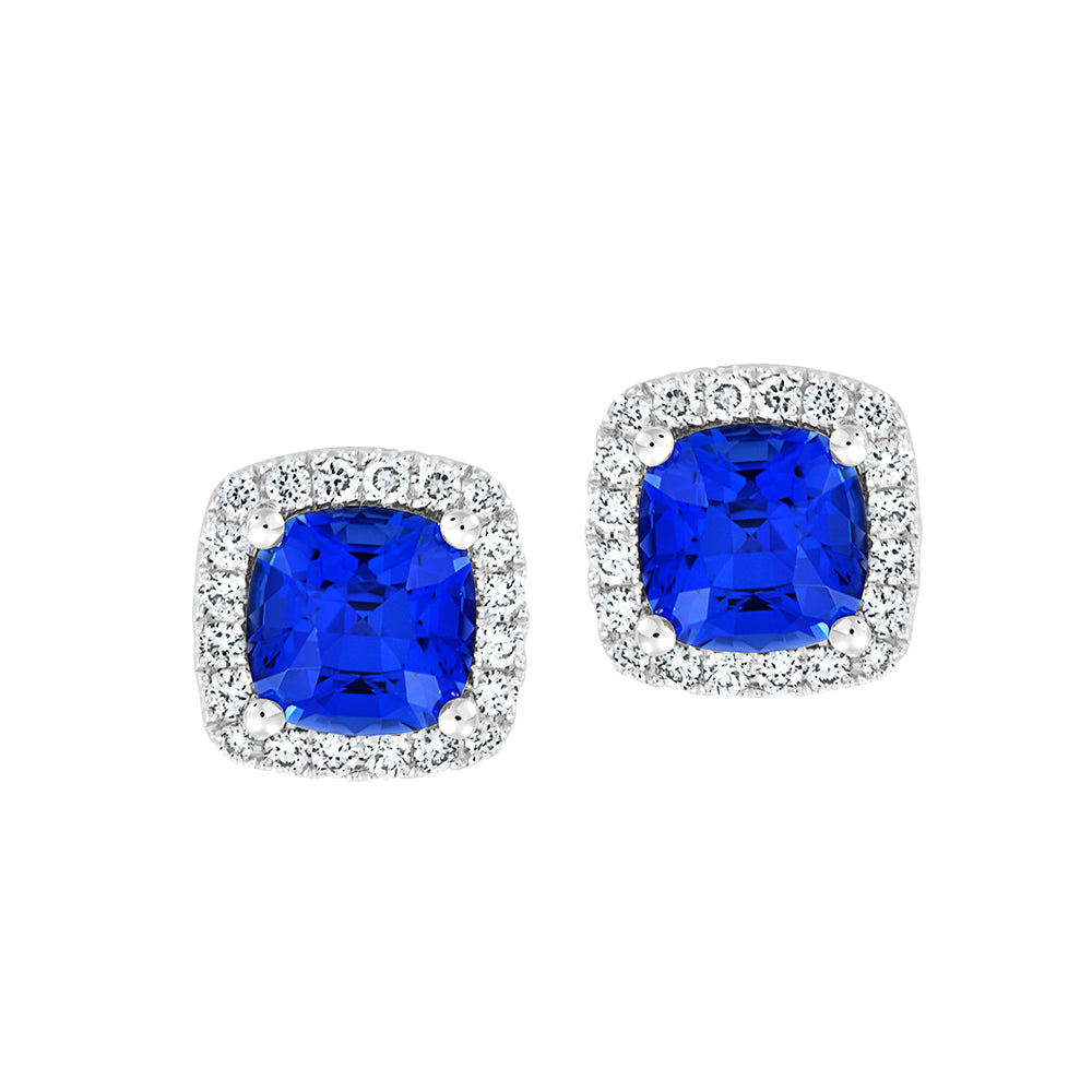 Chatham lab-grown blue sapphire earrings, style CE4298WBS