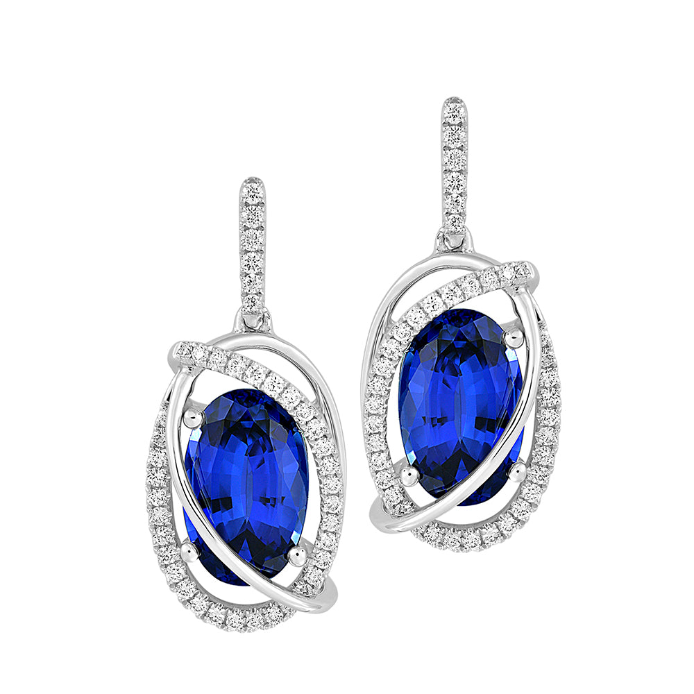 Chatham lab-grown blue sapphire earrings, style CE4377WBS