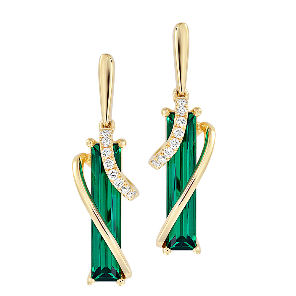Chatham lab-grown emerald earrings, style CE4390YEM