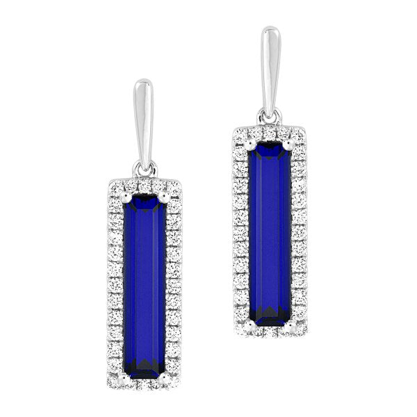Chatham lab-grown blue sapphire earrings, style CE4396WBS