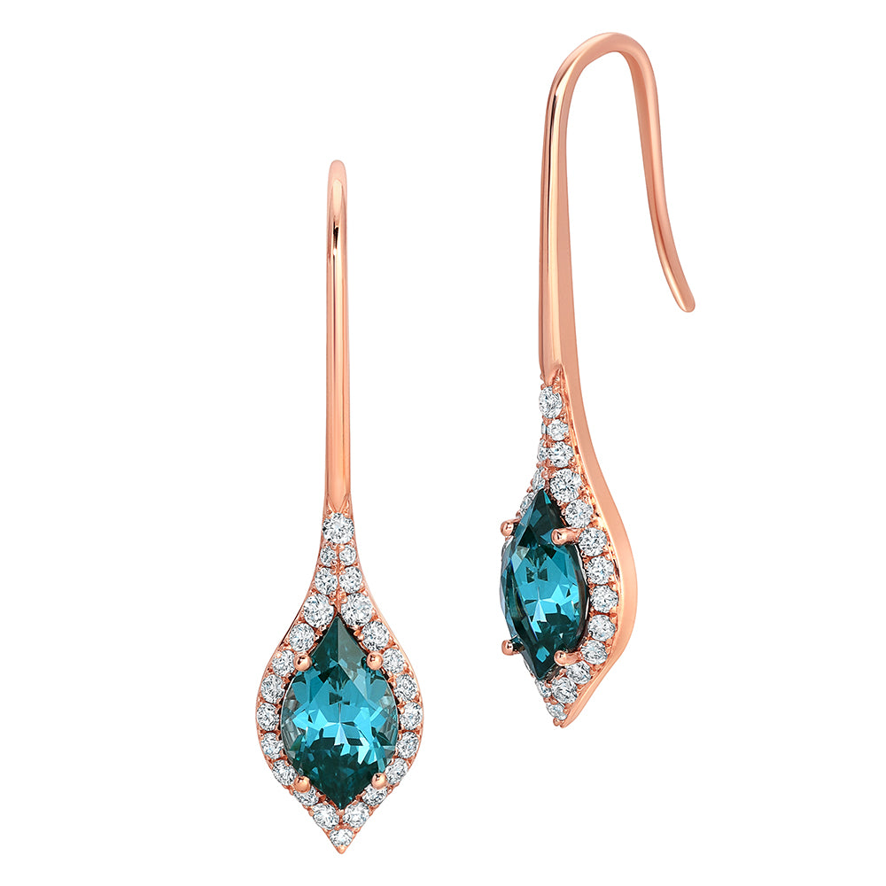 Chatham lab-grown spinel earrings in 14k rose gold, style CE4885RPA