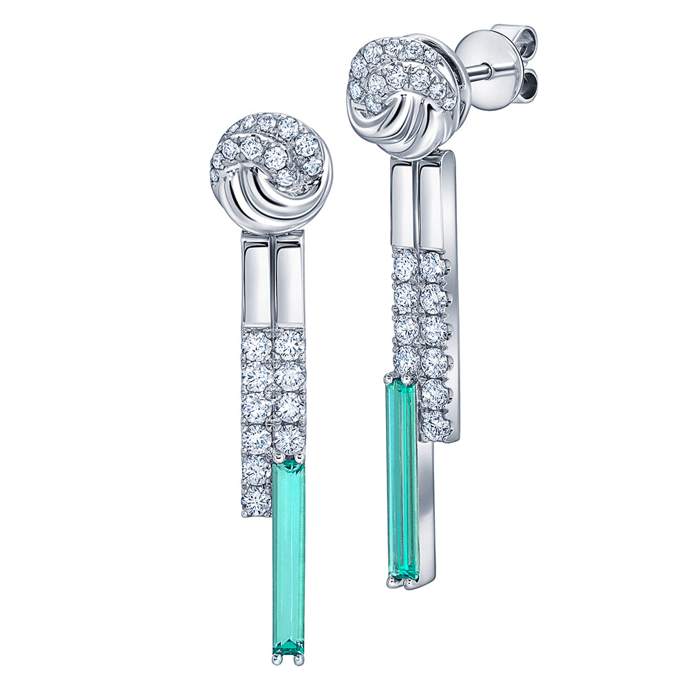 Chatham lab-grown chrysoberyl earrings in 14k white gold, style CE4898WCH