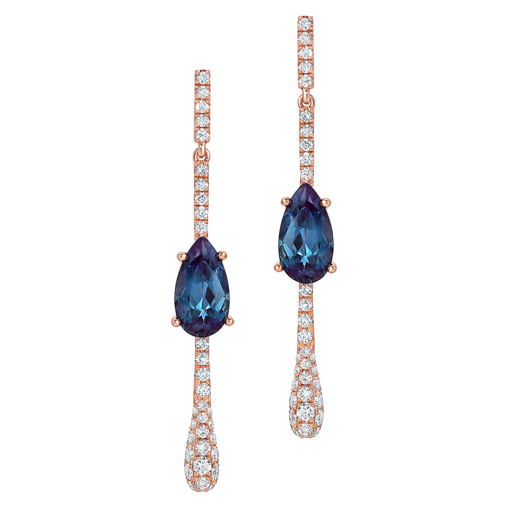 Chatham lab-grown alexandrite earrings, style CE4904RAL