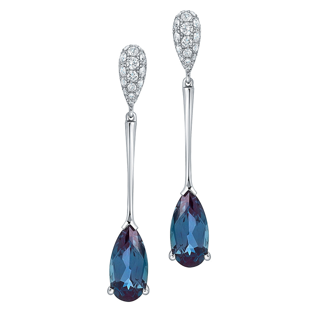 Chatham lab-grown alexandrite earrings, style CE4905WAL