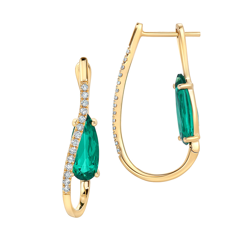 Chatham lab-grown emerald earrings, style CE4907YEM