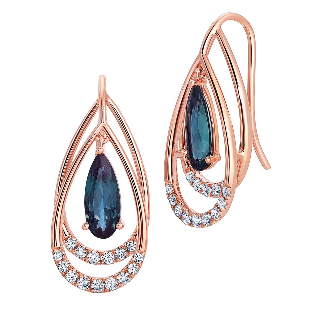 Chatham lab-grown alexandrite earrings, style CE4909RAL