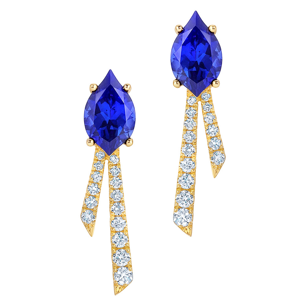 Chatham lab-grown blue sapphire earrings, style CE4911YBS