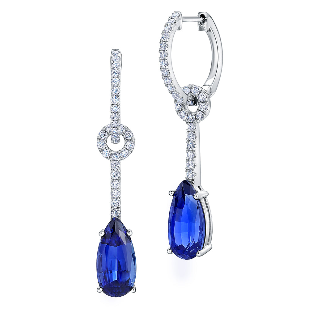 Chatham lab-grown blue sapphire earrings, style CE4912WBS