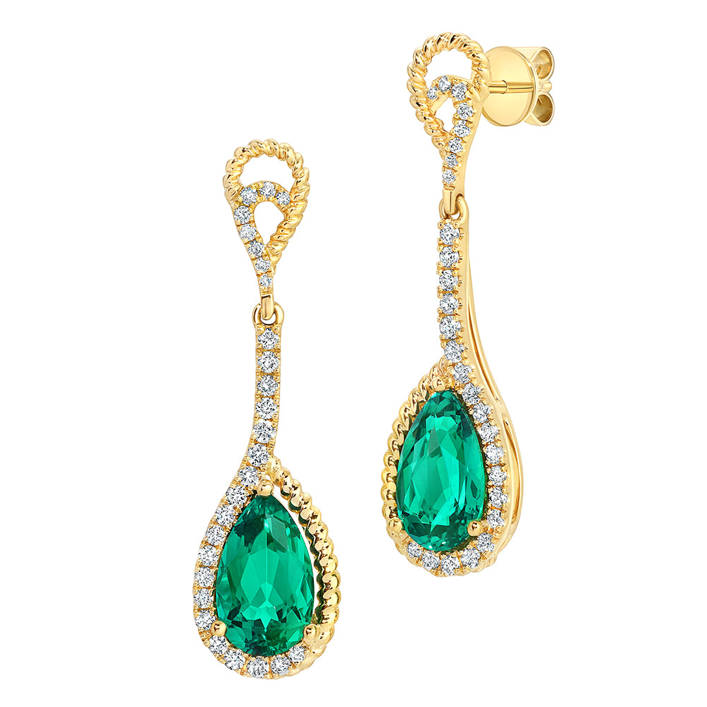 Chatham lab-grown emerald earrings, style CE4913YEM
