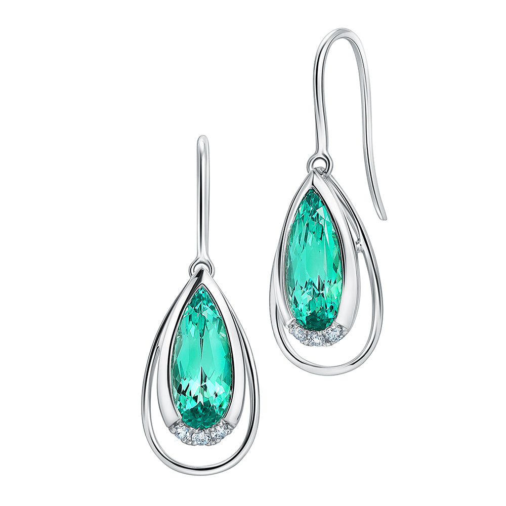 Chatham lab-grown chrysoberyl earrings, style CE4915WCH