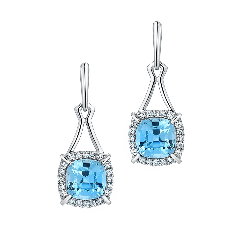 Chatham lab-grown aqua blue spinel earrings, style CE4919WAQ
