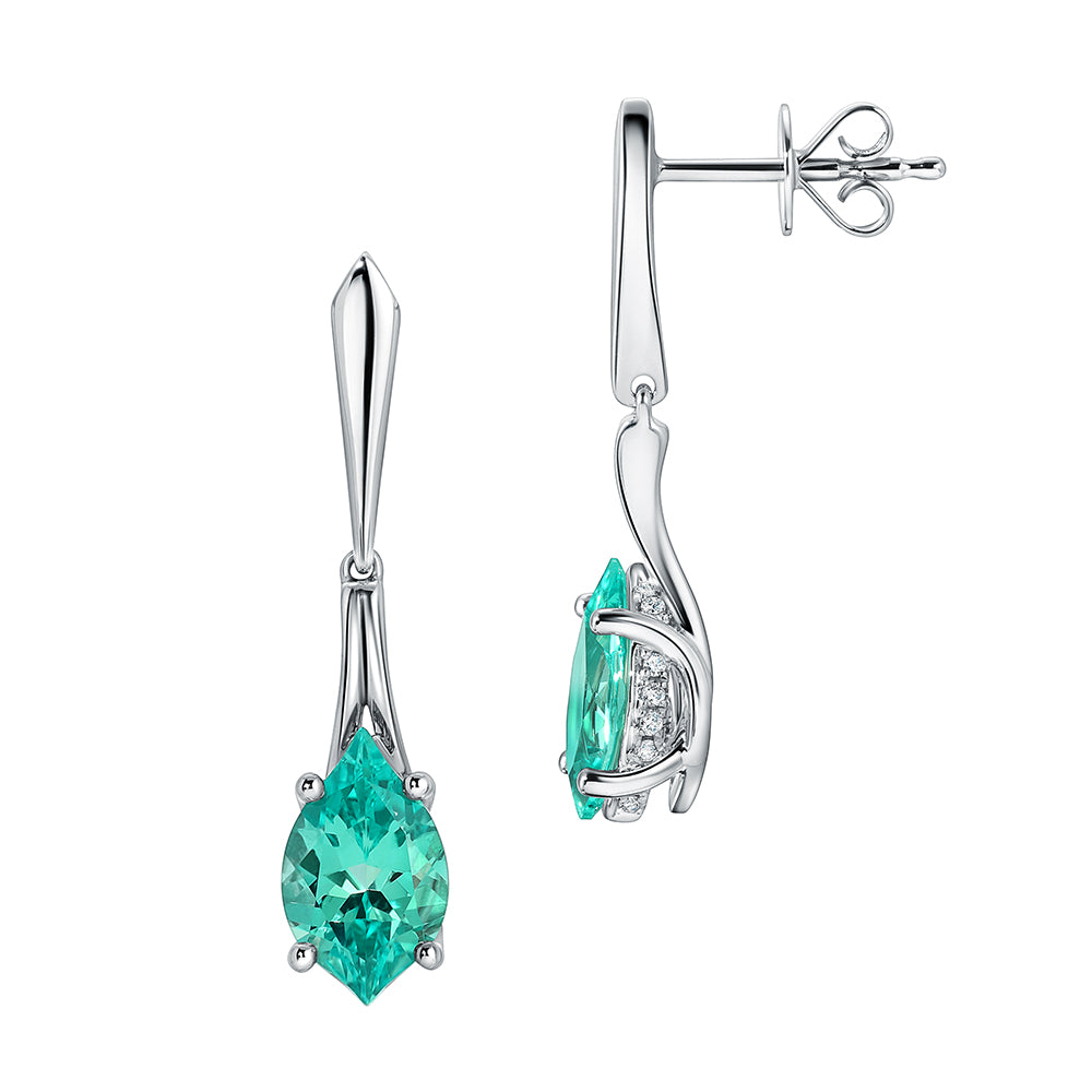 Chrysoberyl Earrings – Flame, 14K White Gold