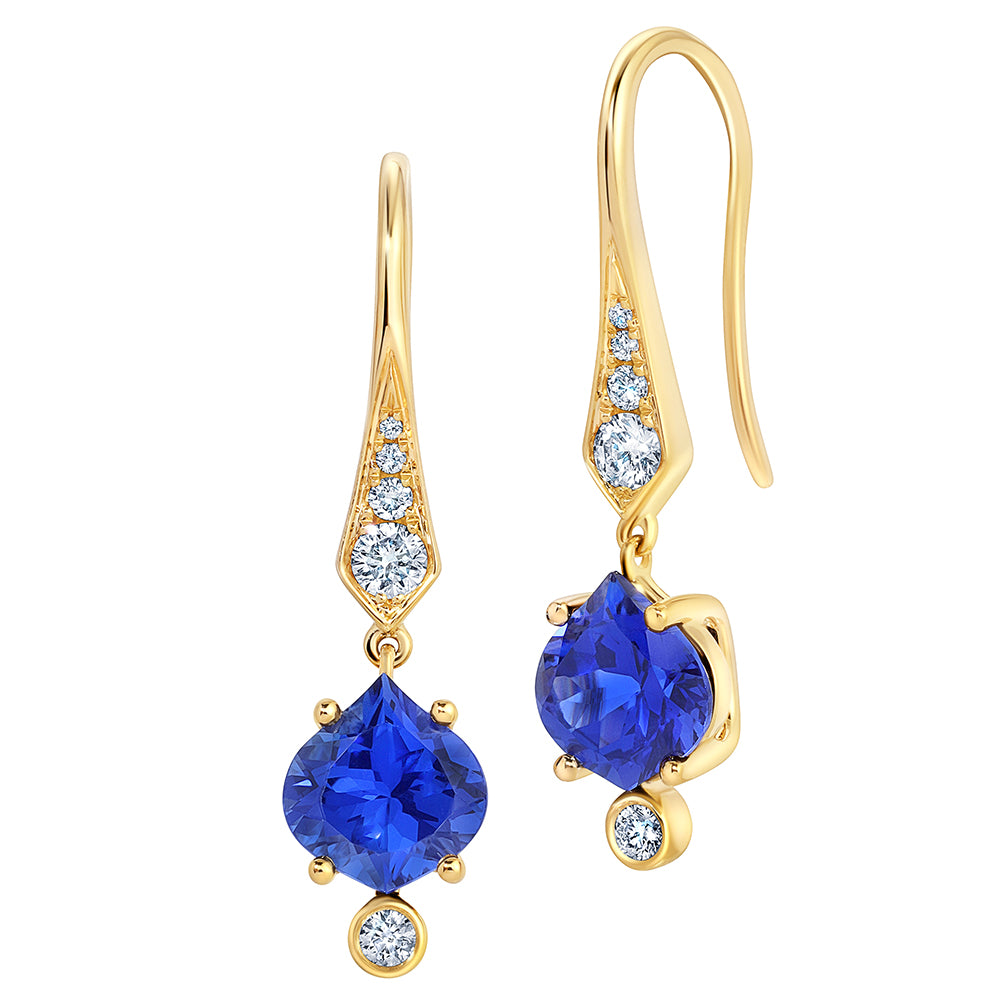 Chatham lab-grown blue sapphire earrings, style CE4929YBS