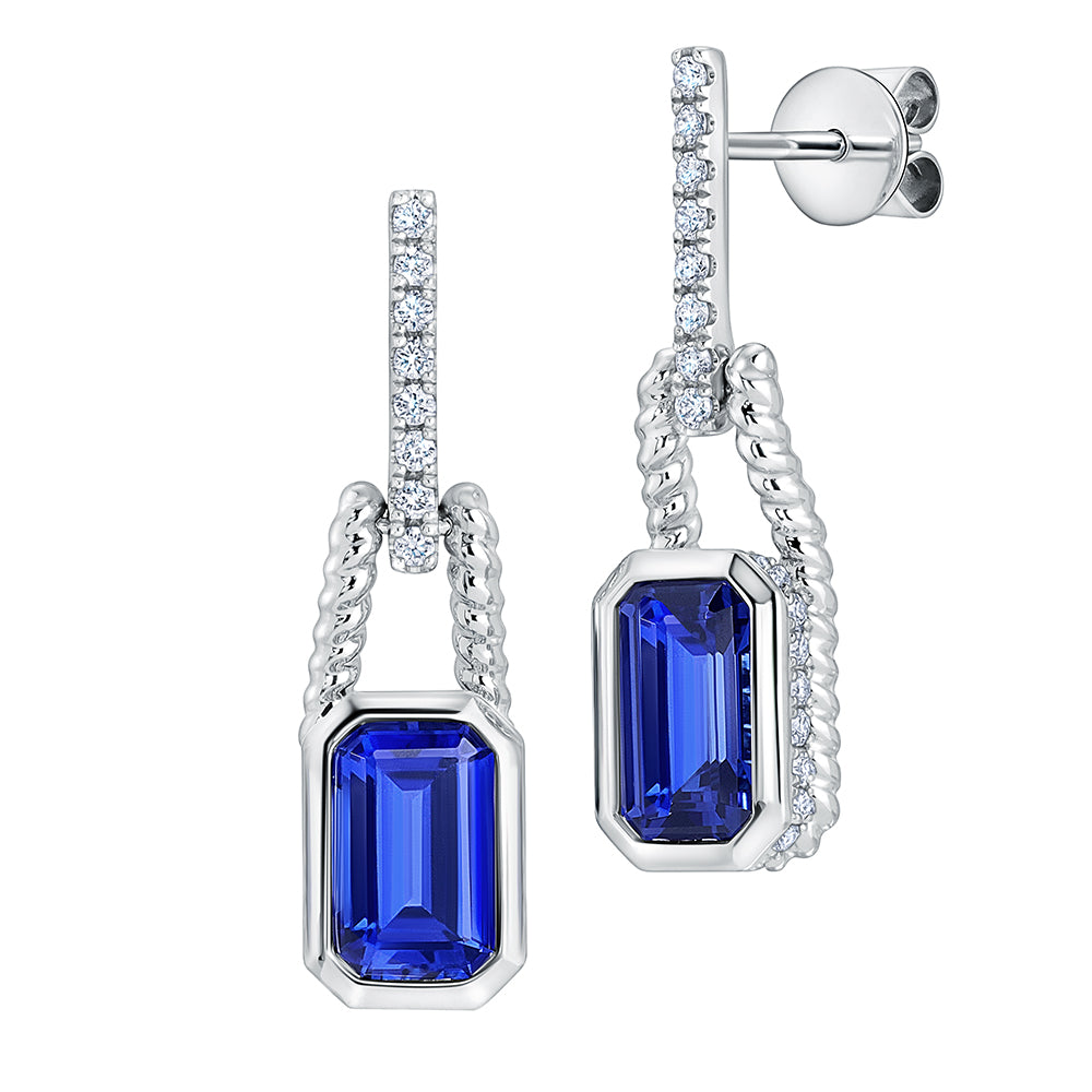 Chatham lab-grown blue sapphire earrings, style CE4932WBS