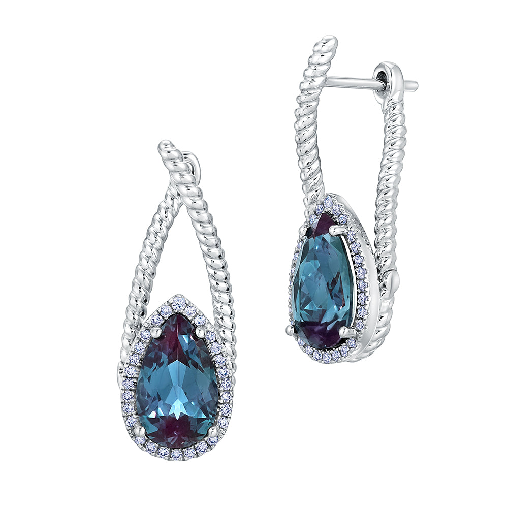 Chatham lab-grown alexandrite earrings, style CE4933WAL