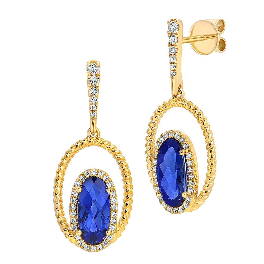 Chatham lab-grown blue sapphire earrings, style CE4934YBS
