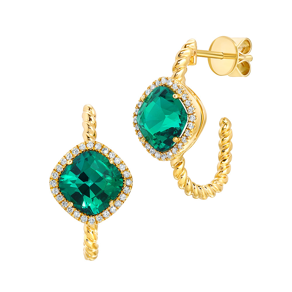 Chatham lab-grown emerald earrings, style CE4935YEM
