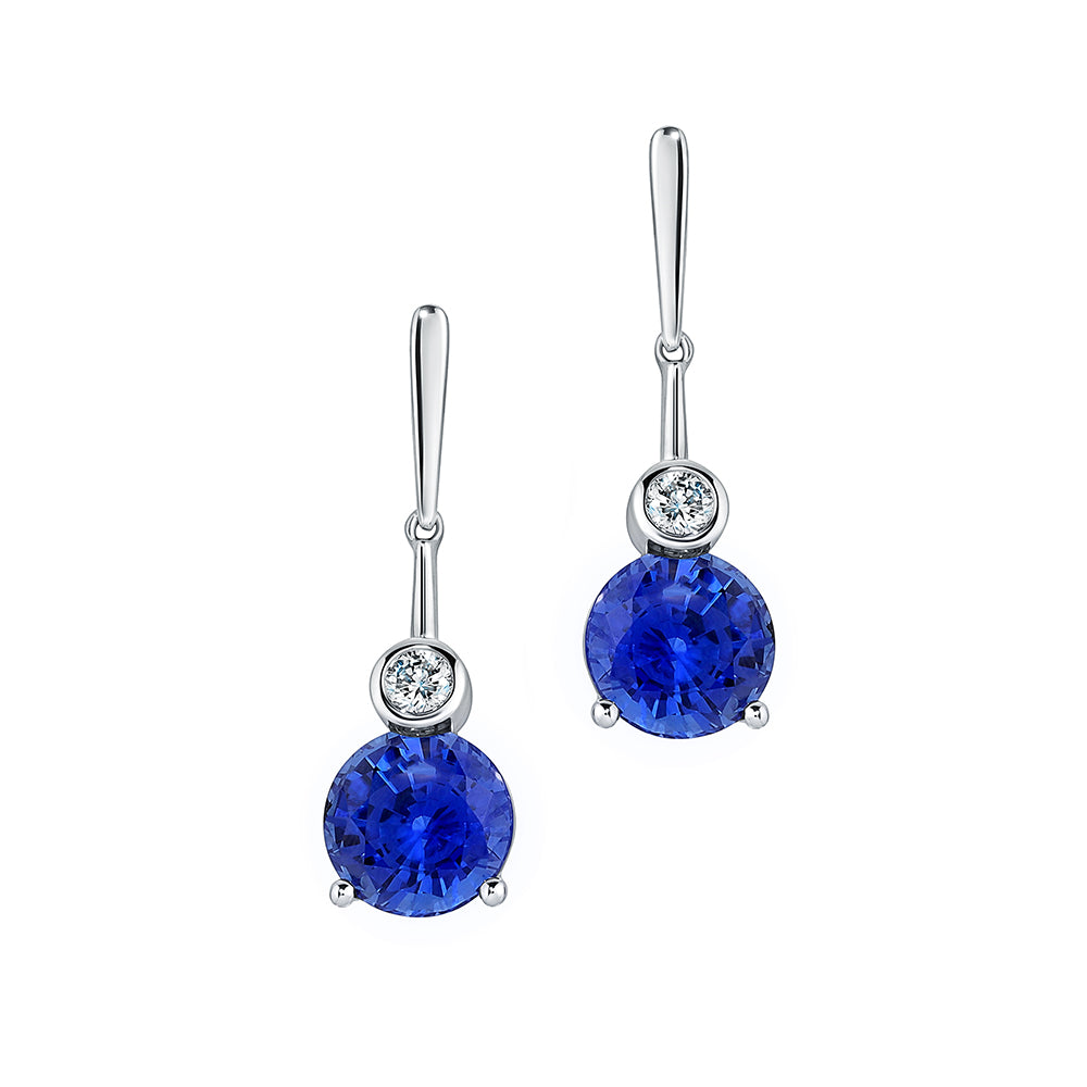 Chatham lab-grown blue sapphire earrings, style CE4938WBS