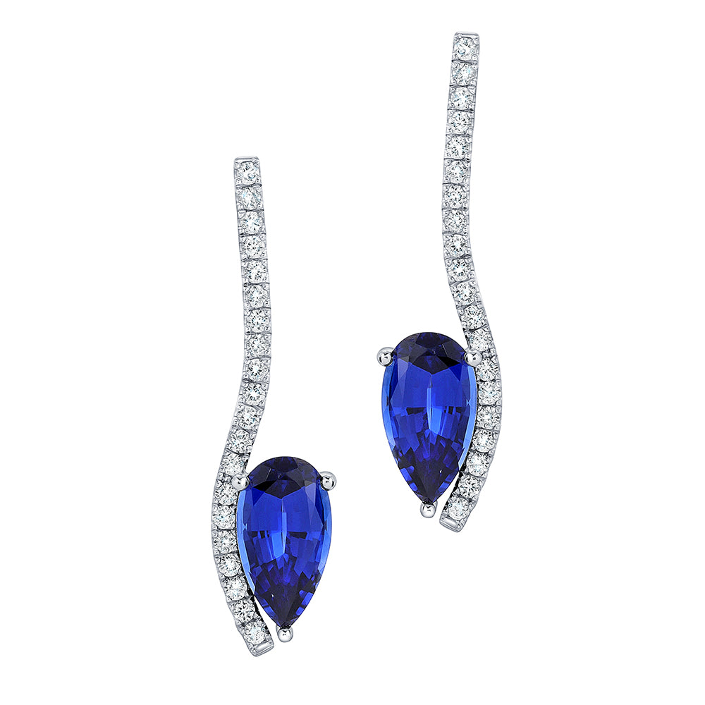 Chatham lab-grown blue sapphire earrings, style CE4939WBS