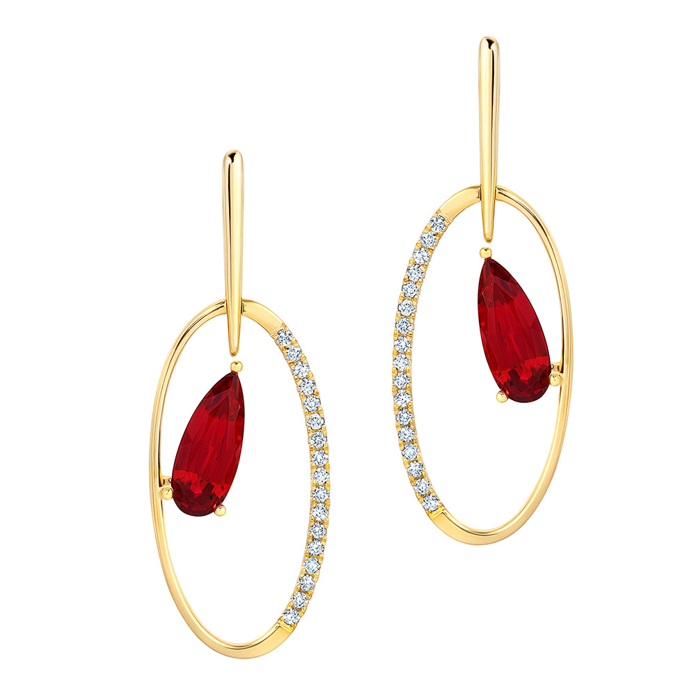 Chatham lab-grown ruby earrings, style CE4940YRU