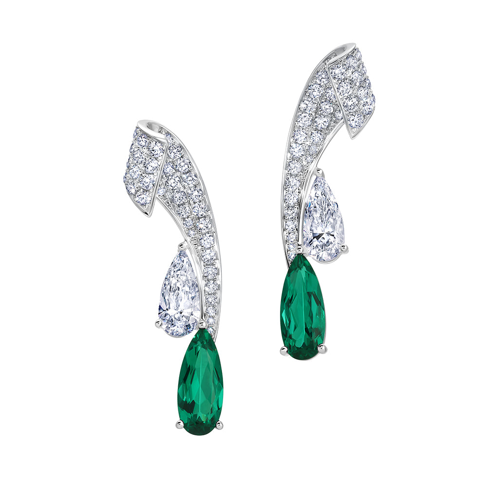 Chatham lab-grown emerald earrings, style CE4943WEM