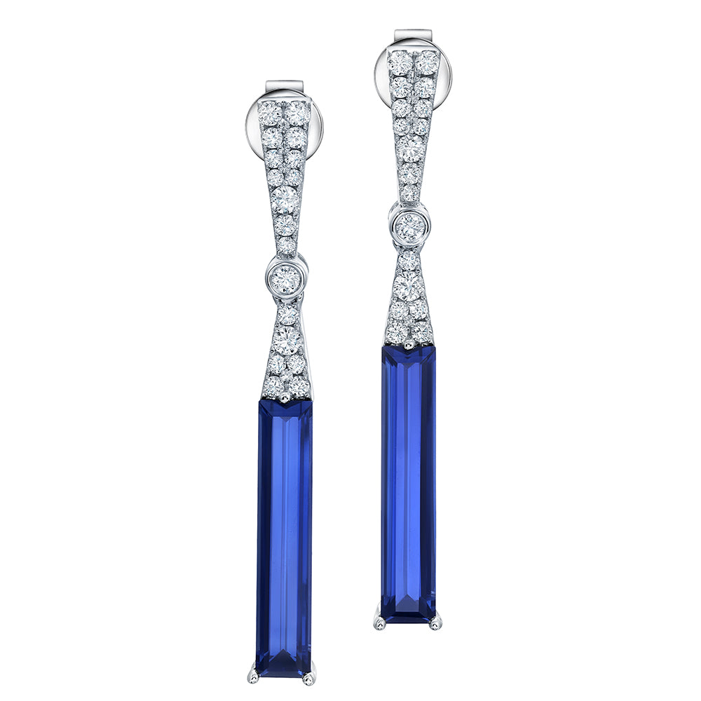 Chatham lab-grown blue sapphire earrings, style CE4946WBS